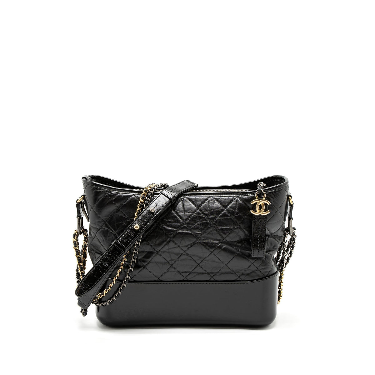 CHANEL LARGE GABRIELLE HOBO BAG AGED CALFSKIN BLACK MULTICOLOUR HARDWARE