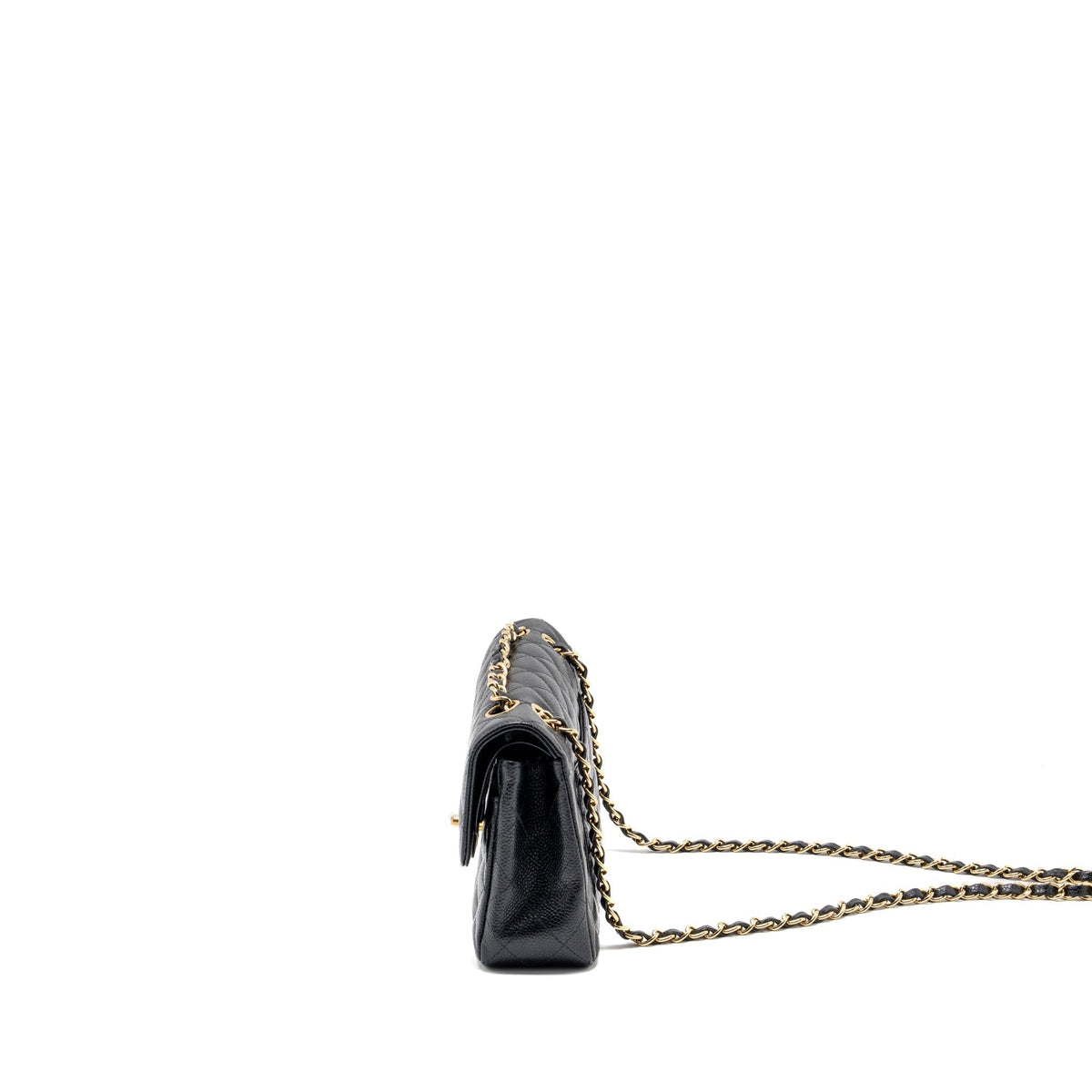 CHANEL VINTAGE SMALL CLASSIC DOUBLE FLAP BAG CAVIAR BLACK GHW