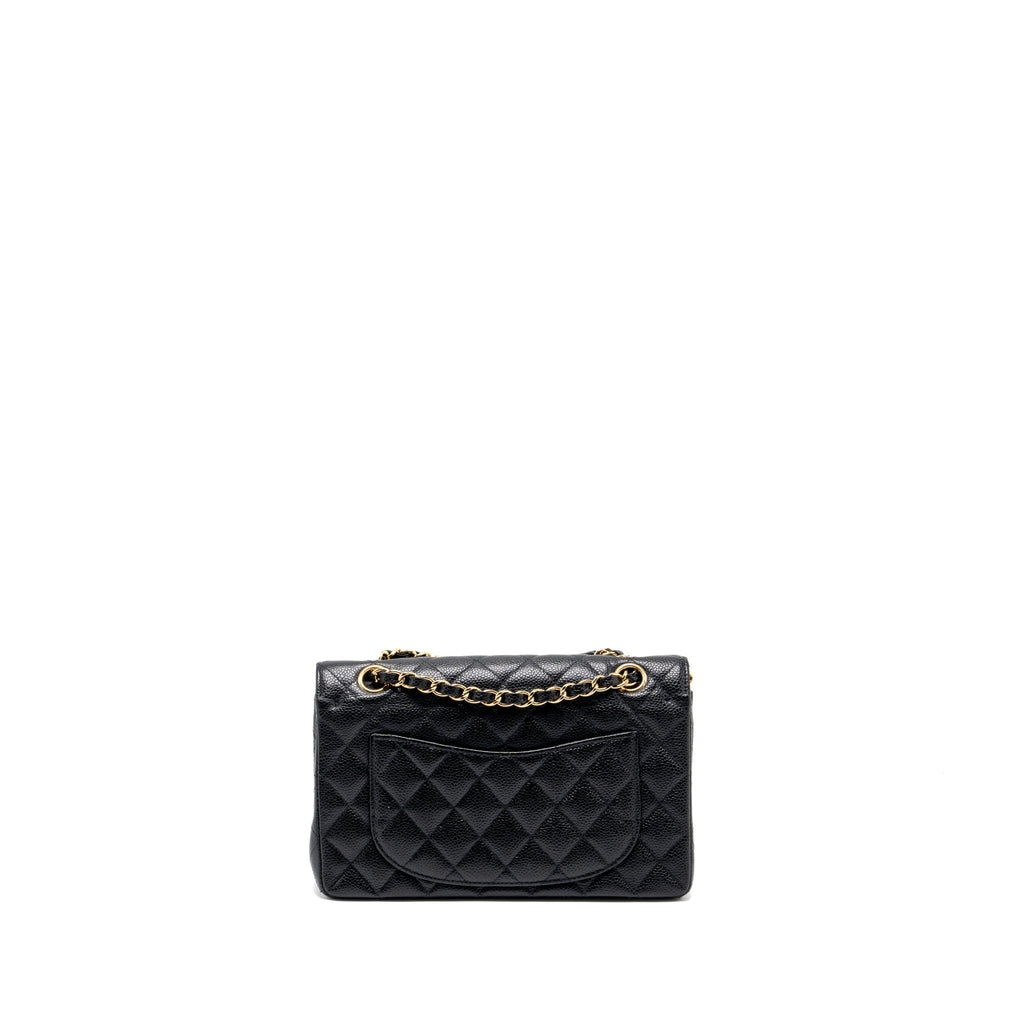CHANEL VINTAGE SMALL CLASSIC DOUBLE FLAP BAG CAVIAR BLACK GHW