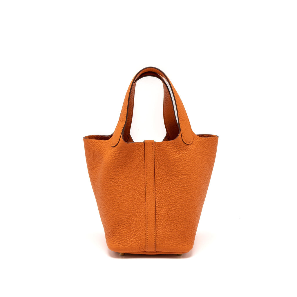 Hermes Picotin 18 Lock Bag Clemence Orange GHW