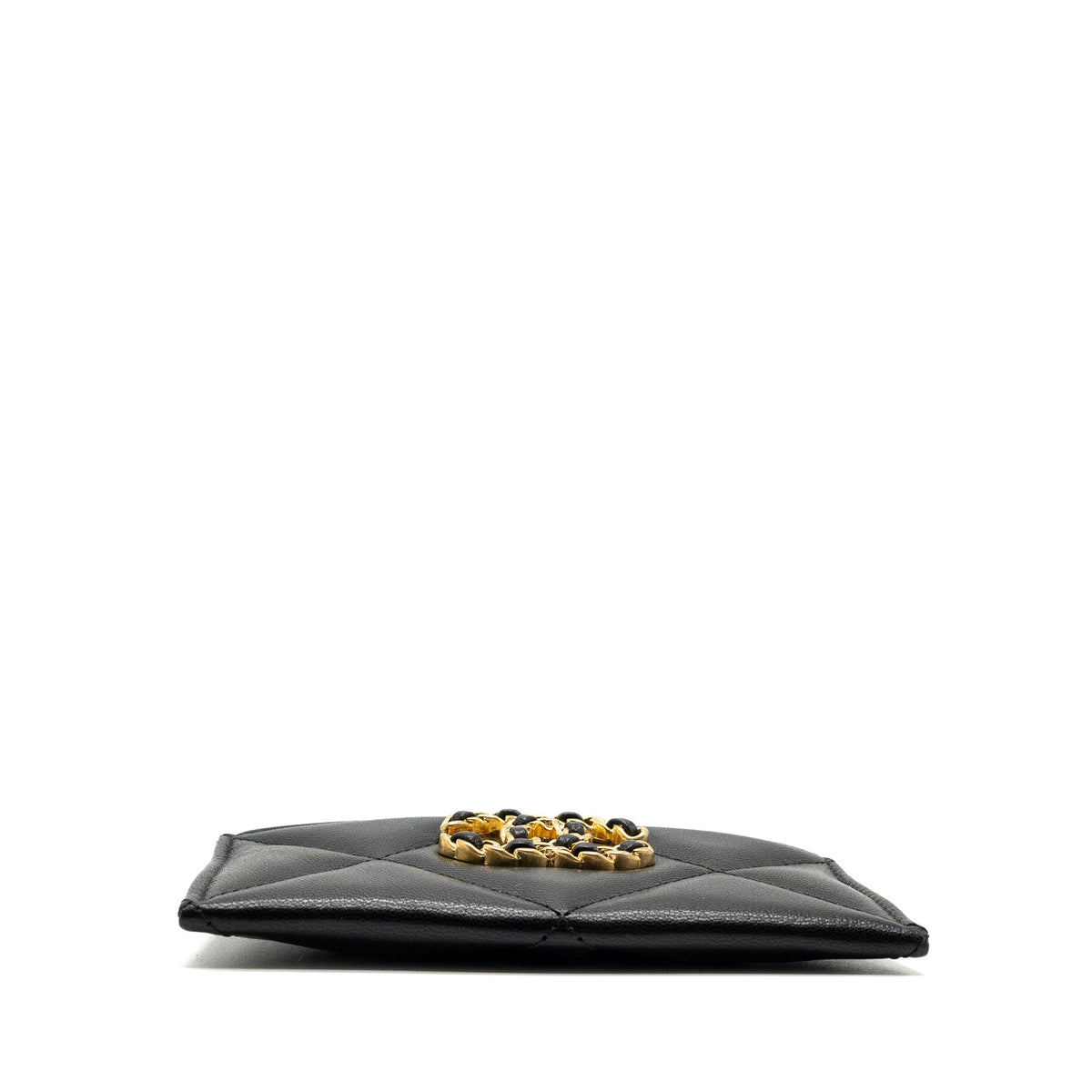 CHANEL 19 CARDHOLDER LAMBSKIN BLACK GHW