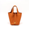 Hermes Picotin 18 Lock Bag Clemence Orange GHW