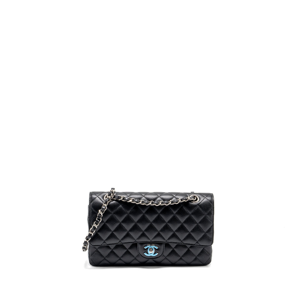 CHANEL MEDIUM CLASSIC DOUBLE FLAP BAG CAVIAR BLACK SHW