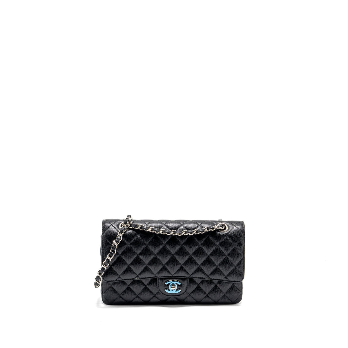 CHANEL MEDIUM CLASSIC DOUBLE FLAP BAG CAVIAR BLACK SHW