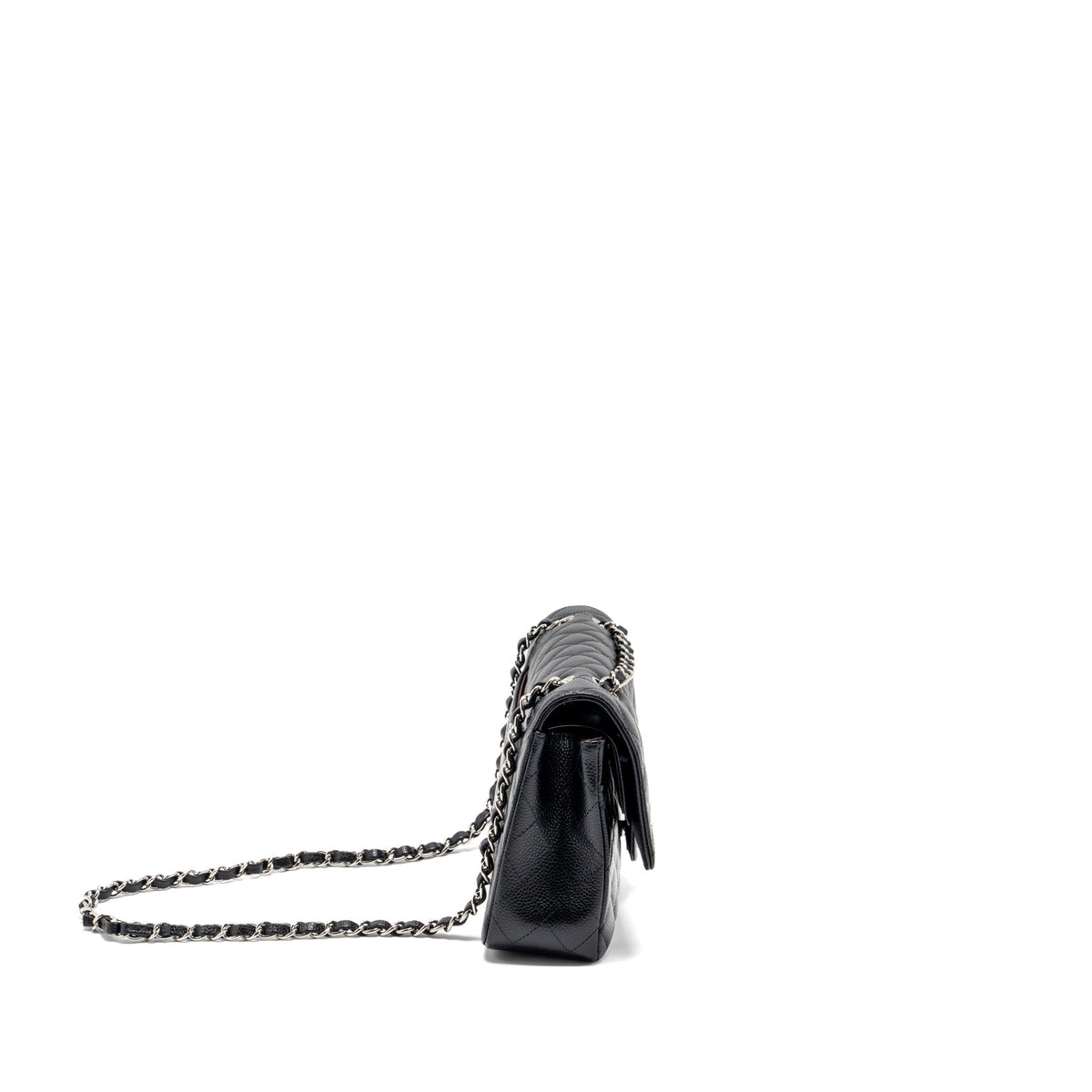 CHANEL MEDIUM CLASSIC DOUBLE FLAP BAG CAVIAR BLACK SHW
