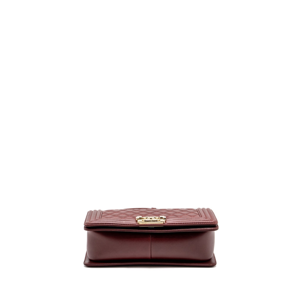 CHANEL MEDIUM BOY BAG LAMBSKIN DARK RED LGHW