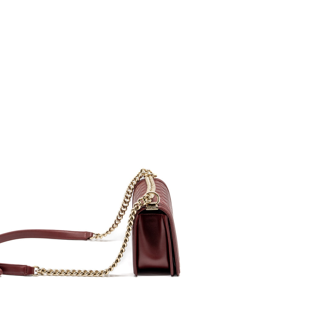 CHANEL MEDIUM BOY BAG LAMBSKIN DARK RED LGHW