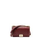 CHANEL MEDIUM BOY BAG LAMBSKIN DARK RED LGHW