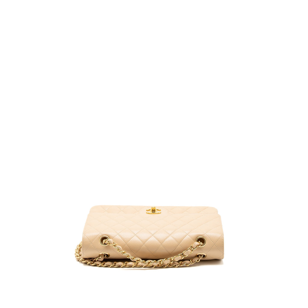 CHANEL MEDIUM CLASSIC DOUBLE FLAP BAG CAVIAR BEIGE GHW