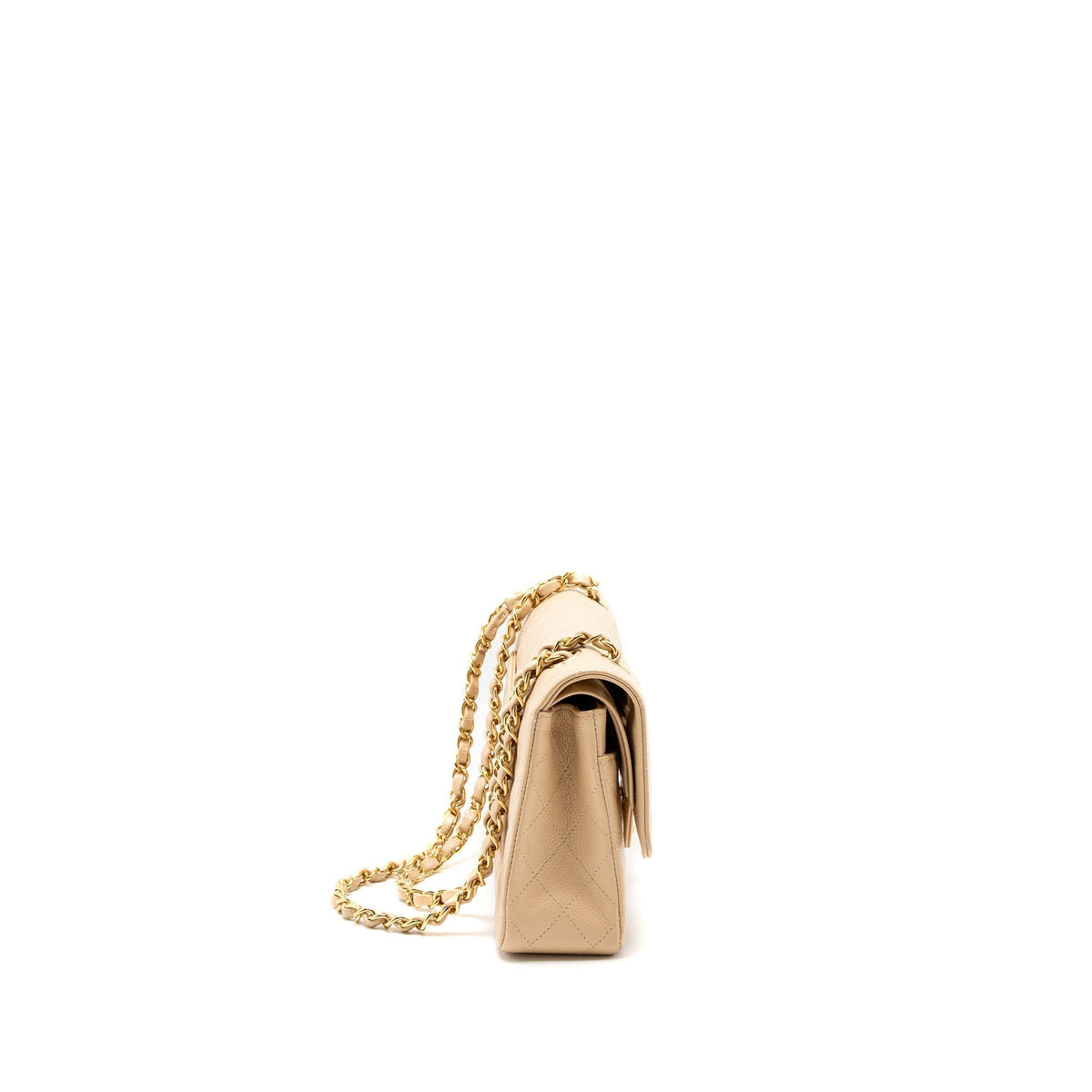 CHANEL MEDIUM CLASSIC DOUBLE FLAP BAG CAVIAR BEIGE GHW