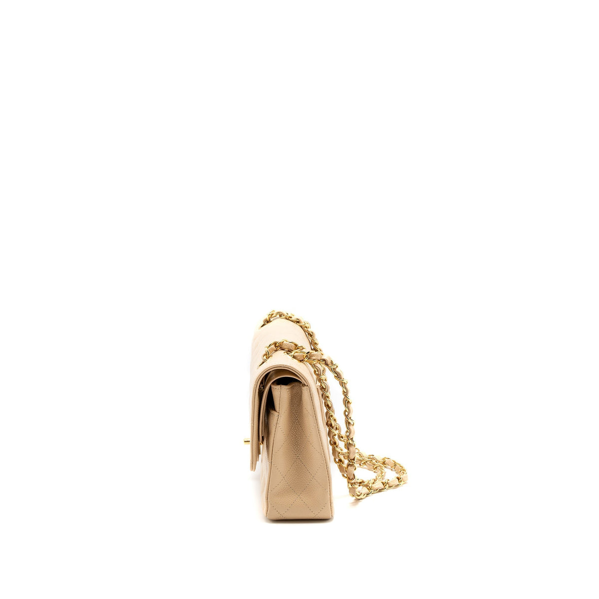 CHANEL MEDIUM CLASSIC DOUBLE FLAP BAG CAVIAR BEIGE GHW
