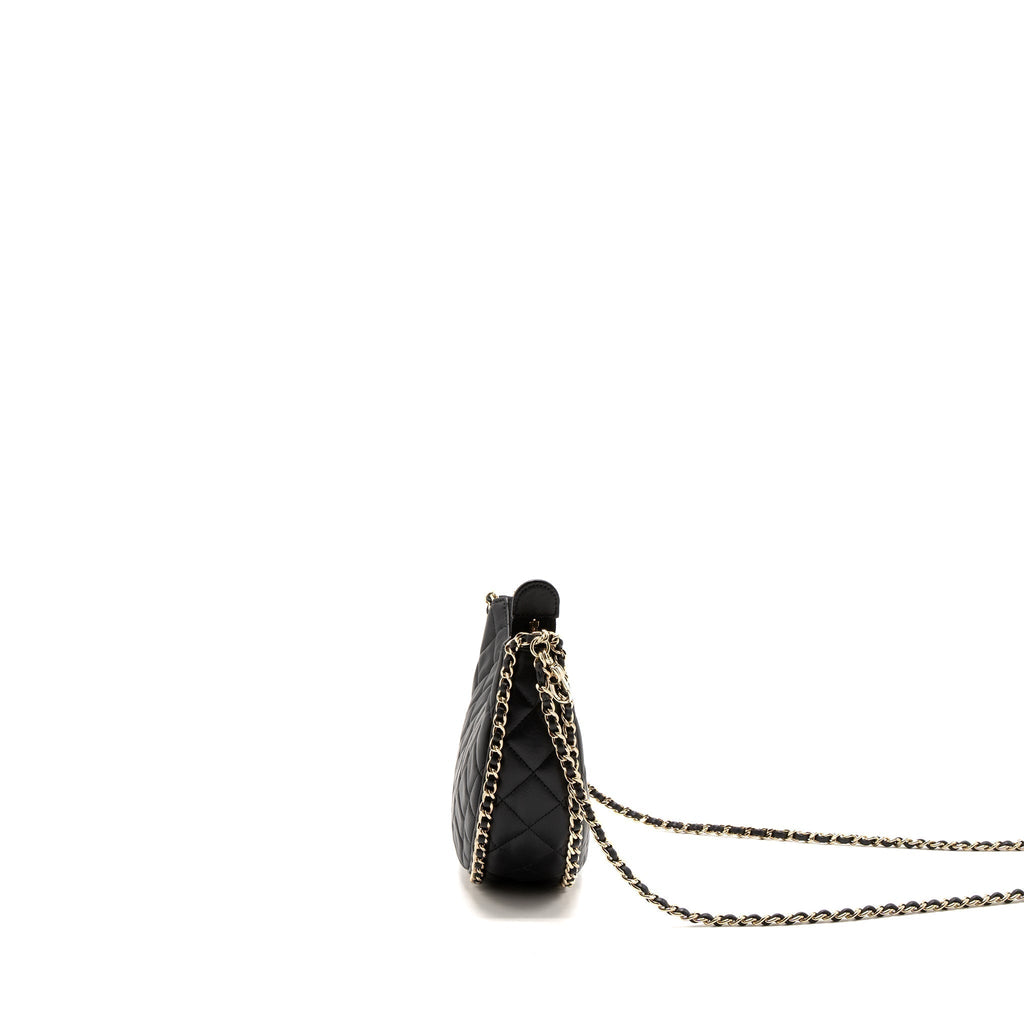 CHANEL SMALL MOON HOBO BAG LAMBSKIN BLACK LGHW (MICROCHIP)
