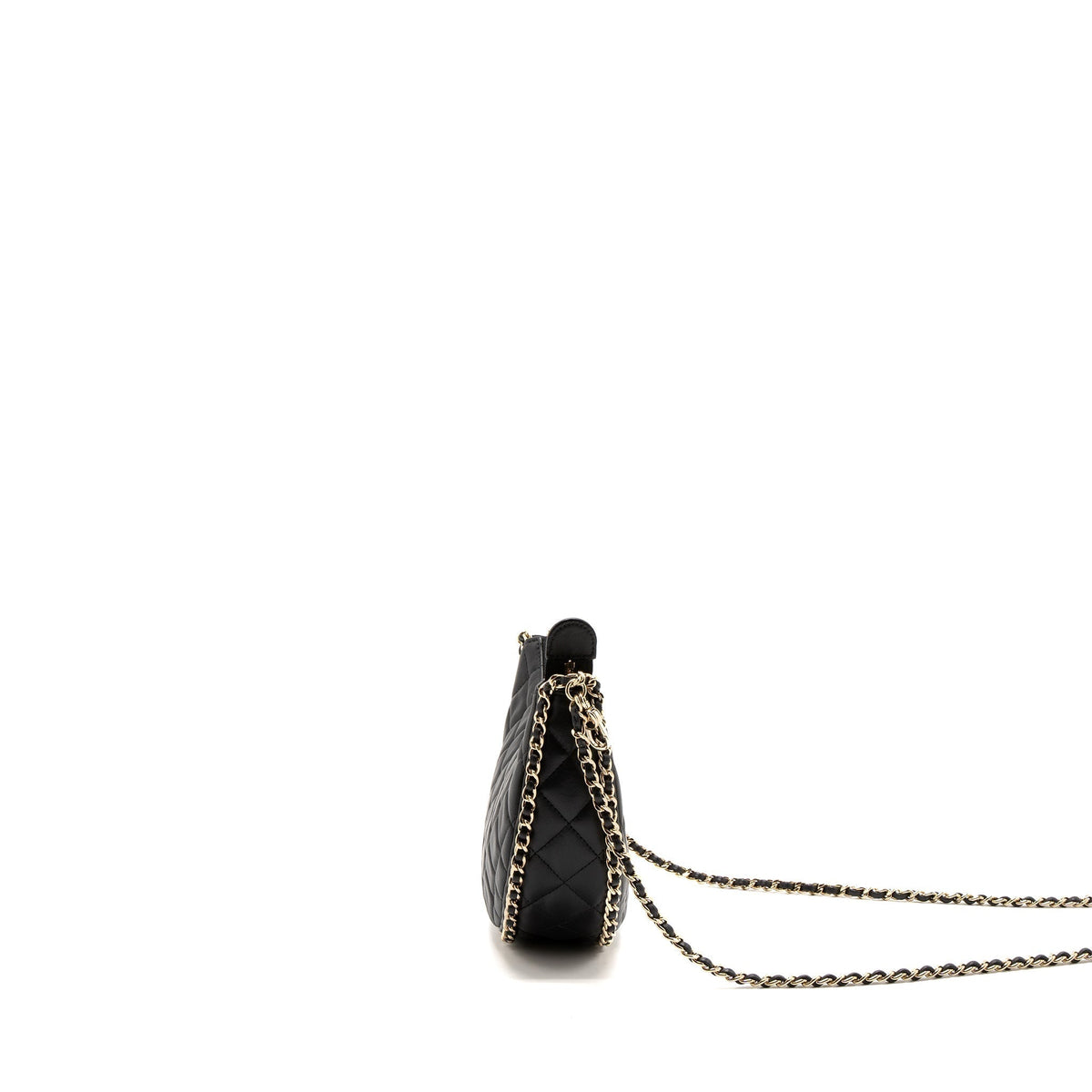 CHANEL SMALL MOON HOBO BAG LAMBSKIN BLACK LGHW (MICROCHIP)