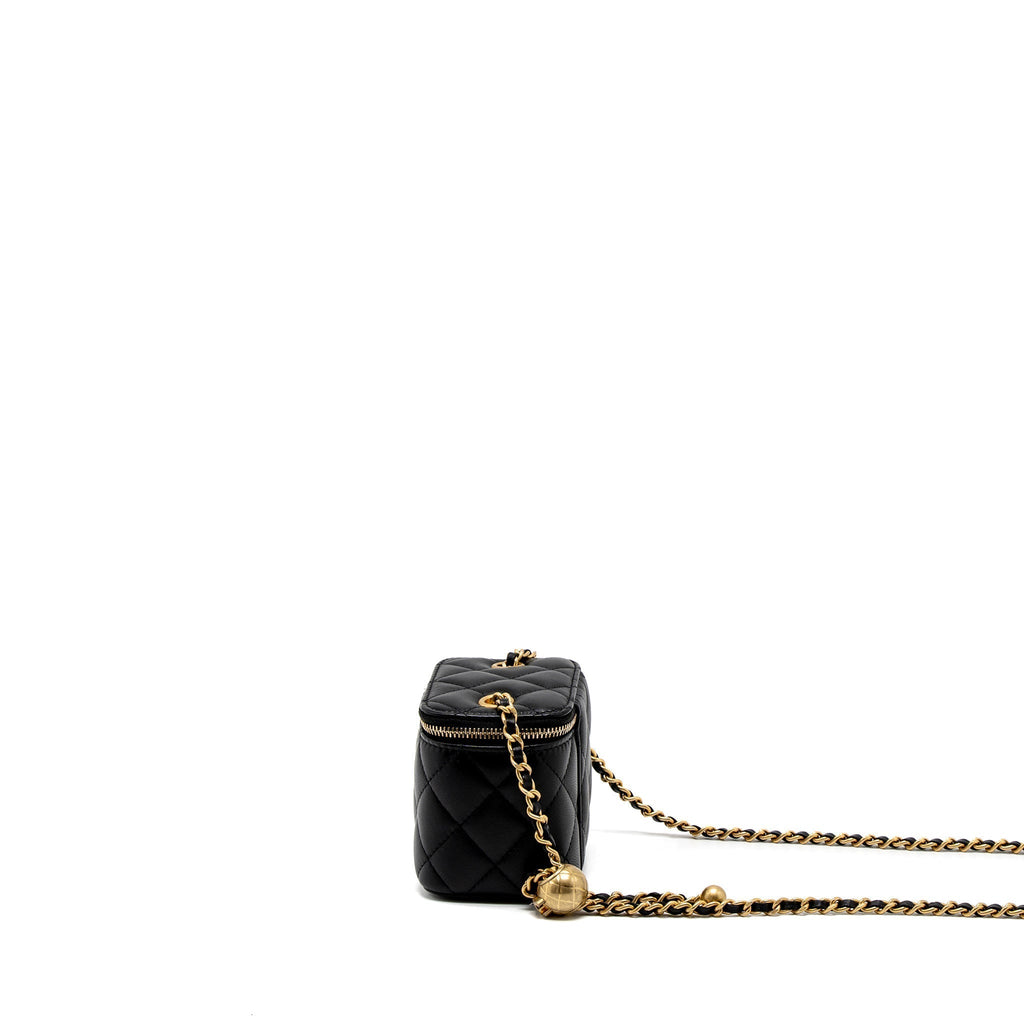 CHANEL PEARL CRUSH MINI VANITY CASE LAMBSKIN BLACK GHW