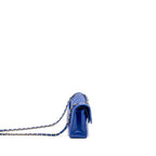 CHANEL SMALL CLASSIC DOUBLE FLAP BAG CHEVRON LAMBSKIN BLUE LGHW