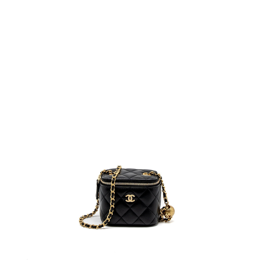 CHANEL PEARL CRUSH MINI VANITY CASE LAMBSKIN BLACK GHW