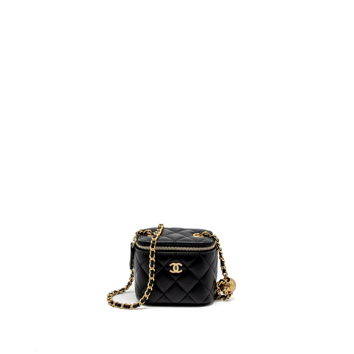 CHANEL PEARL CRUSH MINI VANITY CASE LAMBSKIN BLACK GHW