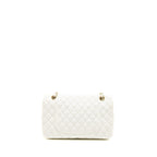 CHANEL QUILTED FLAP BAG WITH HEART CHARM LAMBSKIN WHITE LGHW