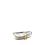 DIOR MEDIUM SADDLE BAG WITH STRAP GRAINED CALFSKIN WHITE GHW