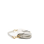 DIOR MEDIUM SADDLE BAG WITH STRAP GRAINED CALFSKIN WHITE GHW