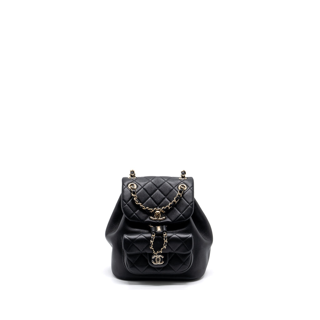 CHANEL MINI DUMA BACKPACK LAMBSKIN BLACK LGHW (MICROCHIP)