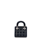 DIOR MINI LADY DIOR SATIN CRYSTAL DARK BLUE SHW