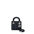 DIOR MINI LADY DIOR SATIN CRYSTAL DARK BLUE SHW