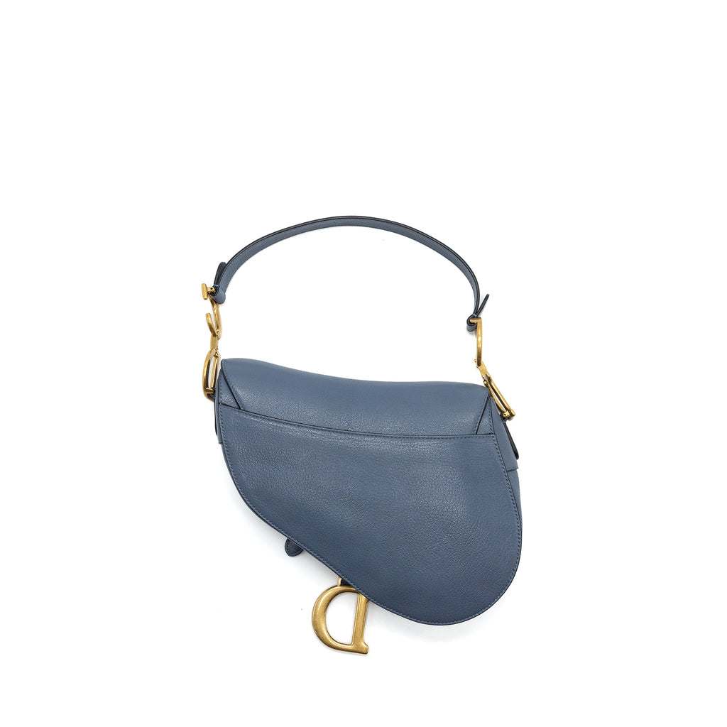 DIOR MEDIUM SADDLE BAG GOAT SKIN LIGHT BLUE GHW