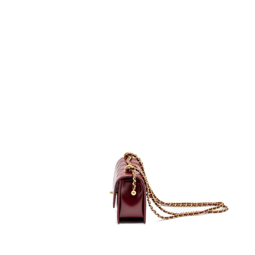 CHANEL GOLD CRUSH MINI FLAP BAG CALFSKIN RED GHW (MICROCHIP)