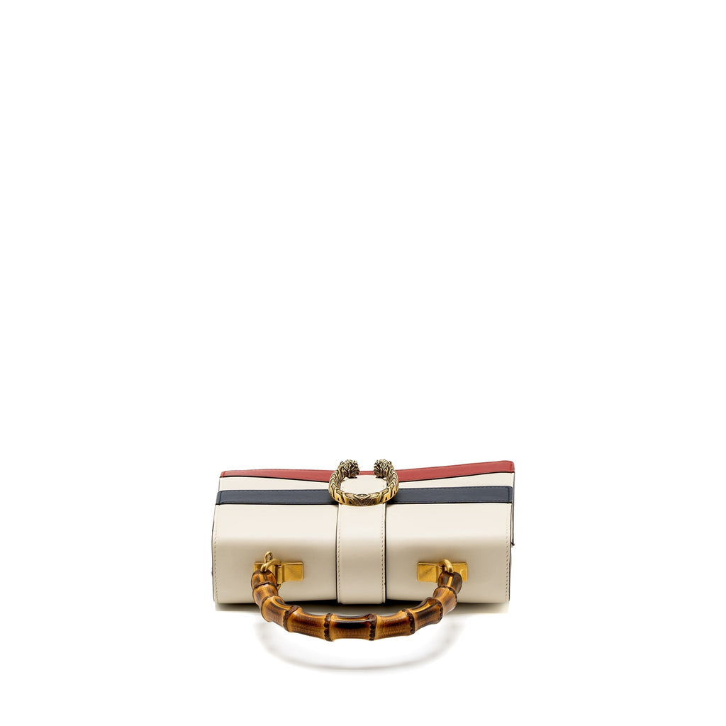 GUCCI BAMBOO TOP HANDLE DIONYSUS FLAP BAG CALFSKIN WHITE/MULTICOLOUR GHW