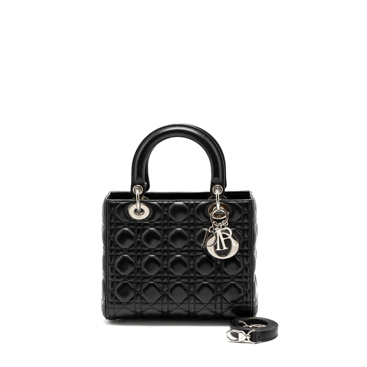 DIOR MEDIUM LADY DIOR LAMBSKIN BLACK SHW