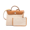 HERMES HERBAG 31 ZIP BAG CANVAS/CACHE HUNTER ECRU/BEIGE GHW