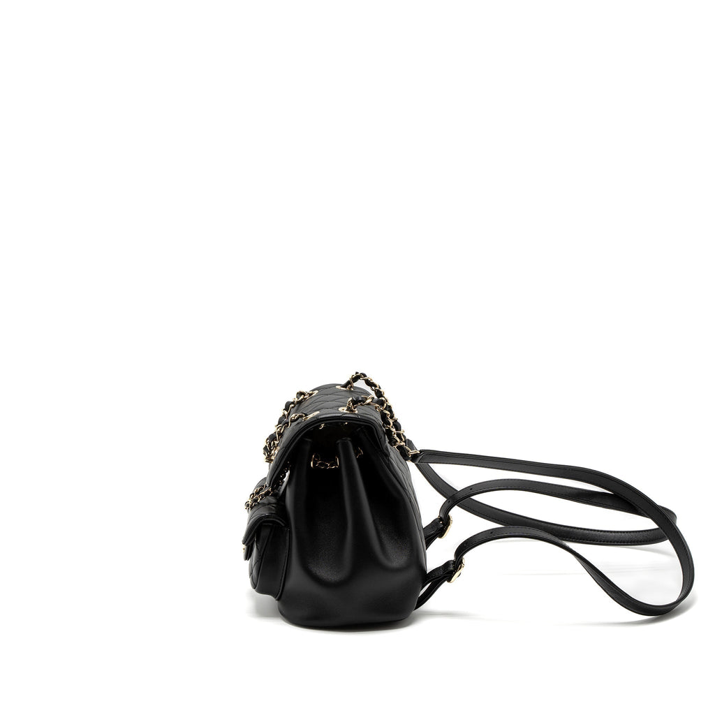 CHANEL MINI DUMA BACKPACK LAMBSKIN BLACK LGHW (MICROCHIP)