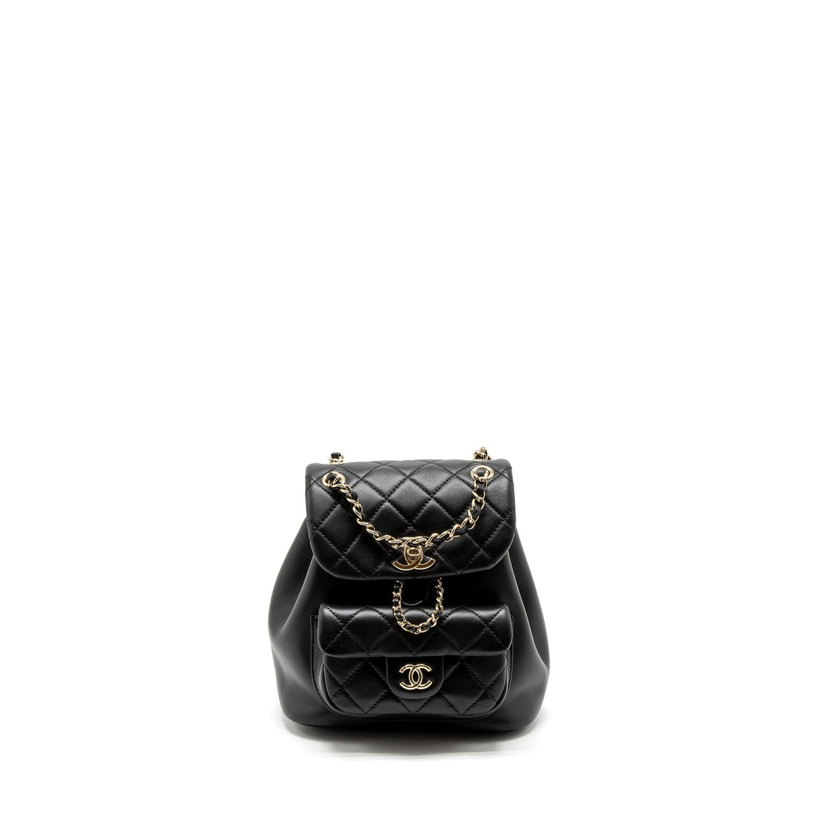 CHANEL MINI DUMA BACKPACK LAMBSKIN BLACK LGHW (MICROCHIP)