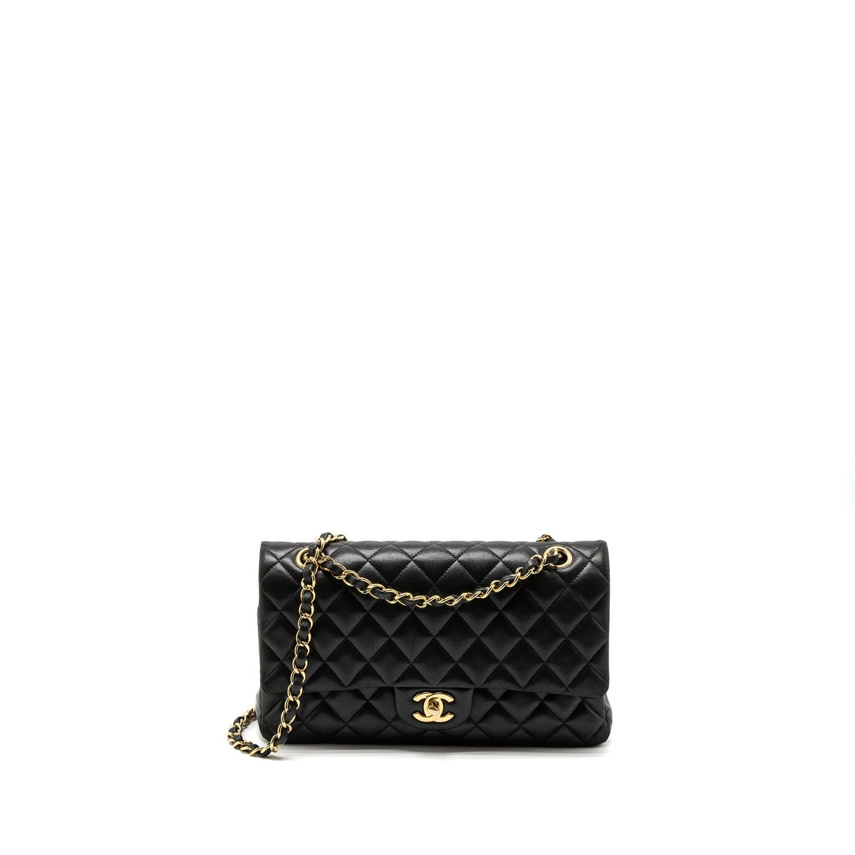 CHANEL MEDIUM CLASSIC FLAP BAG LAMBSKIN BLACK GHW