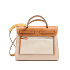 HERMES HERBAG 31 ZIP BAG CANVAS/CACHE HUNTER ECRU/BEIGE GHW