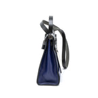 HERMES HERBAG 31 ZIP BAG TOLIE H BERLINE CANVAS/VACHE HUNTER BLUE ENCRE/BLACK SHW