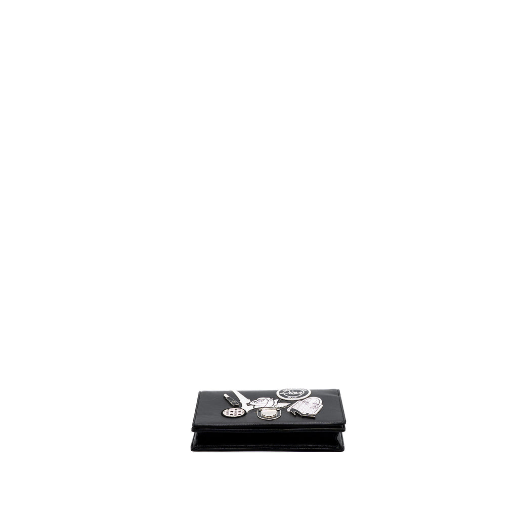 DIOR DIORAMA WALLET ON CHAIN LIMITED PRINT LAMBSKIN BLACK SHW