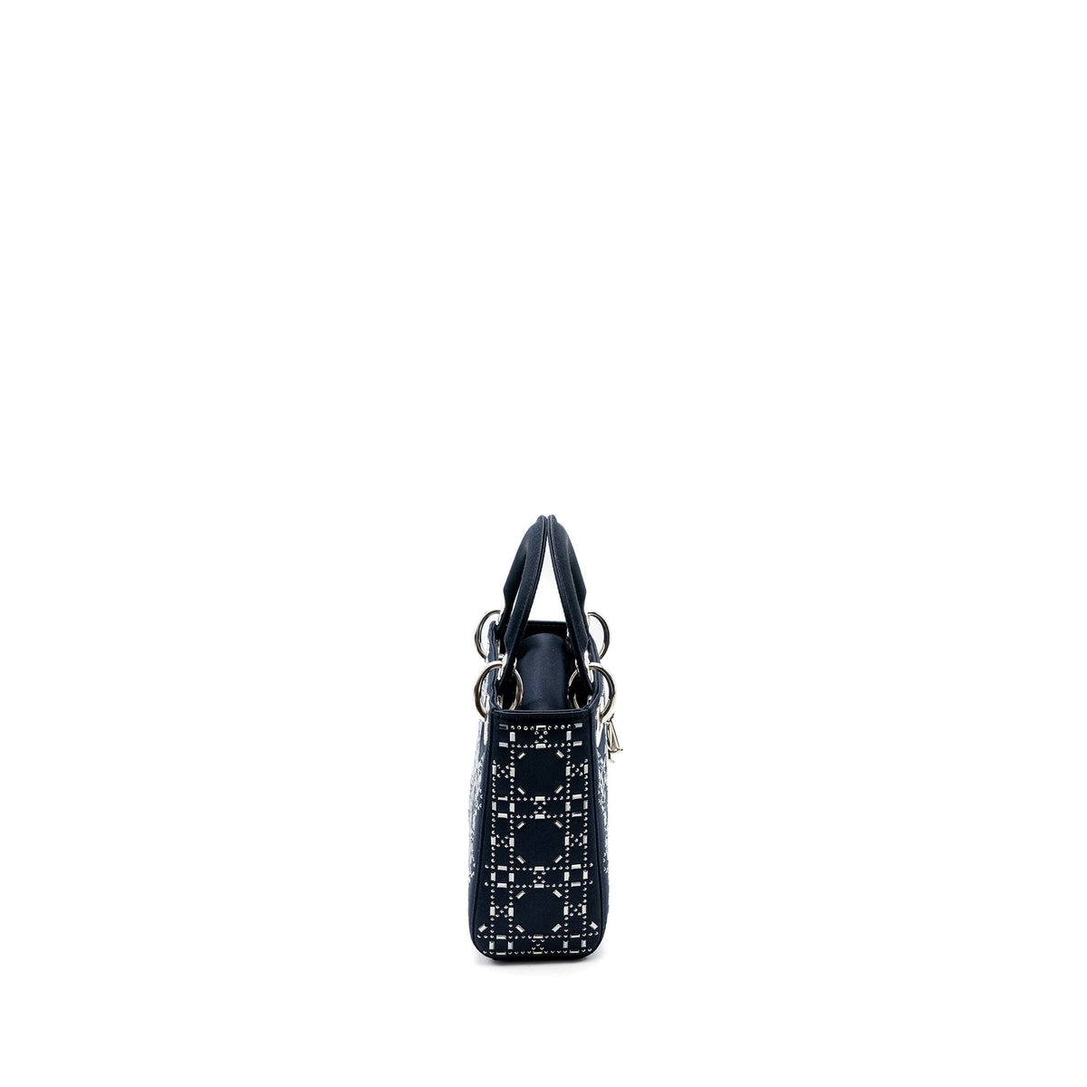 DIOR MINI LADY DIOR SATIN CRYSTAL DARK BLUE SHW