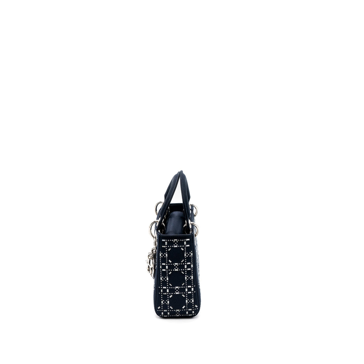 DIOR MINI LADY DIOR SATIN CRYSTAL DARK BLUE SHW