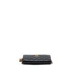CHANEL PEARL CRUSH WALLET ON CHAIN LAMBSKIN BLACK BRUSHED GHW (MICROCHIP)