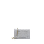 CHANEL CLASSIC WALLET ON CHAIN CAVIAR LIGHT GREY LGHW (MICROCHIP)