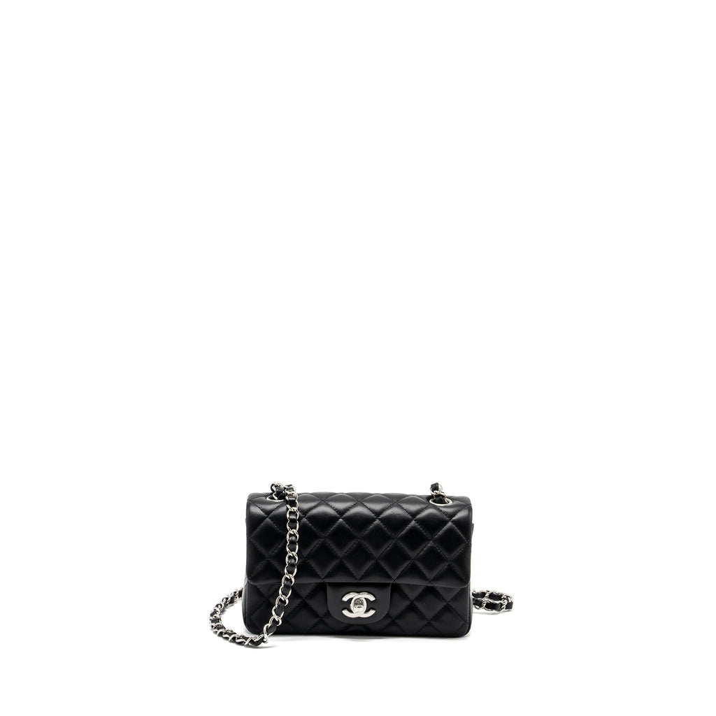 CHANEL MINI RECTANGULAR FLAP BAG LAMBSKIN BLACK SHW (MICROCHIP)