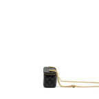 CHANEL 22K GOLD PILLAR ADJUSTABLE CHAIN LONG VANITY LAMBSKIN BLACK GHW (MICROCHIP)