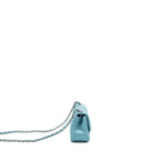 CHANEL MINI SQUARE FLAP BAG LAMBSKIN LIGHT BLUE SHW (MICROCHIP)
