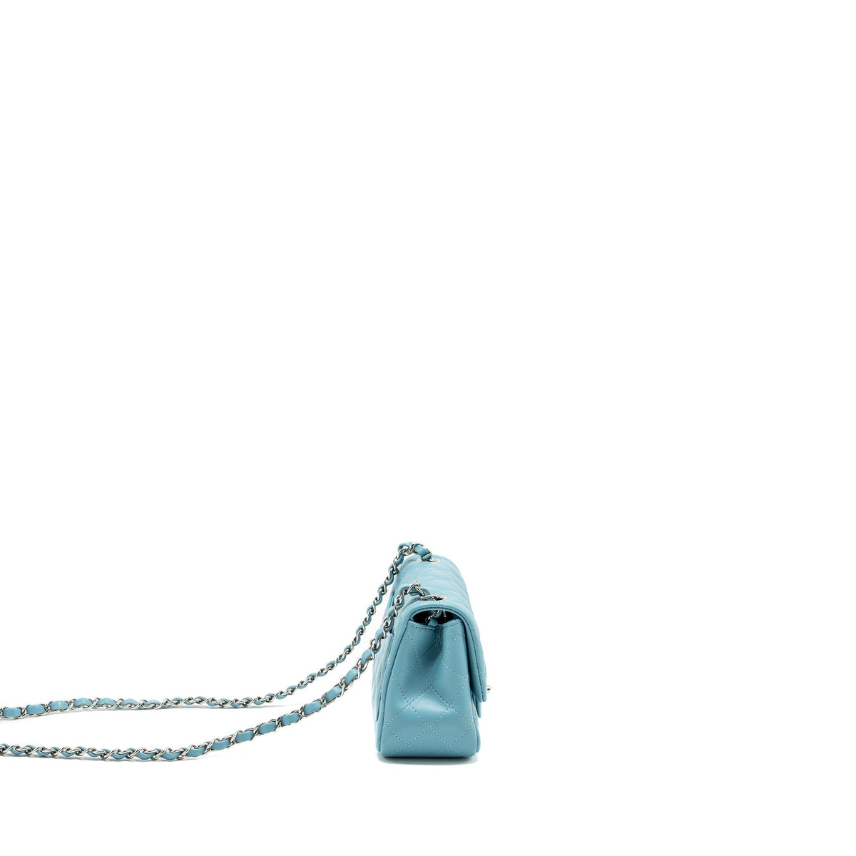 CHANEL MINI SQUARE FLAP BAG LAMBSKIN LIGHT BLUE SHW (MICROCHIP)