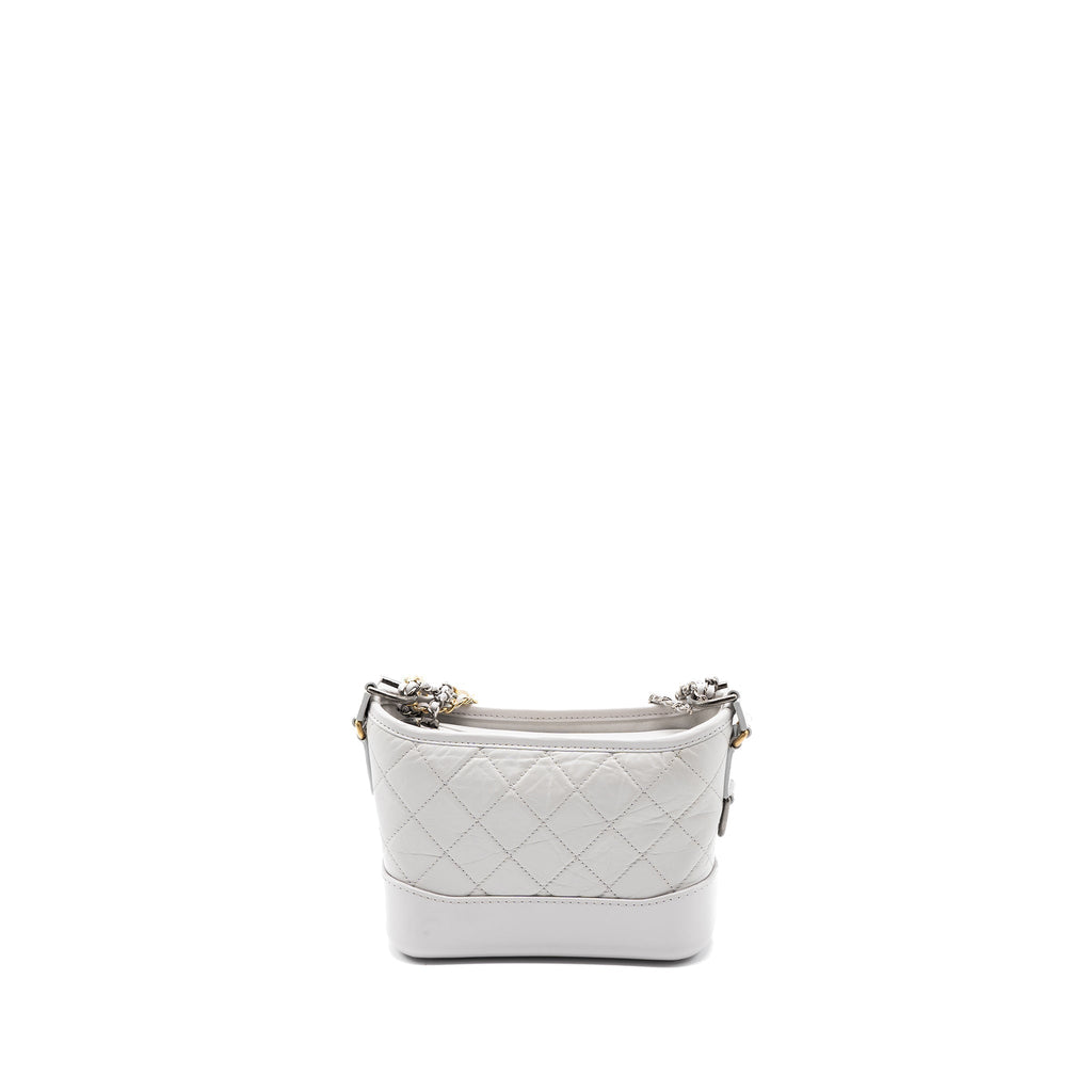 CHANEL SMALL GABRIELLE HOBO BAG AGED CALFSKIN LIGHT GREY GHW