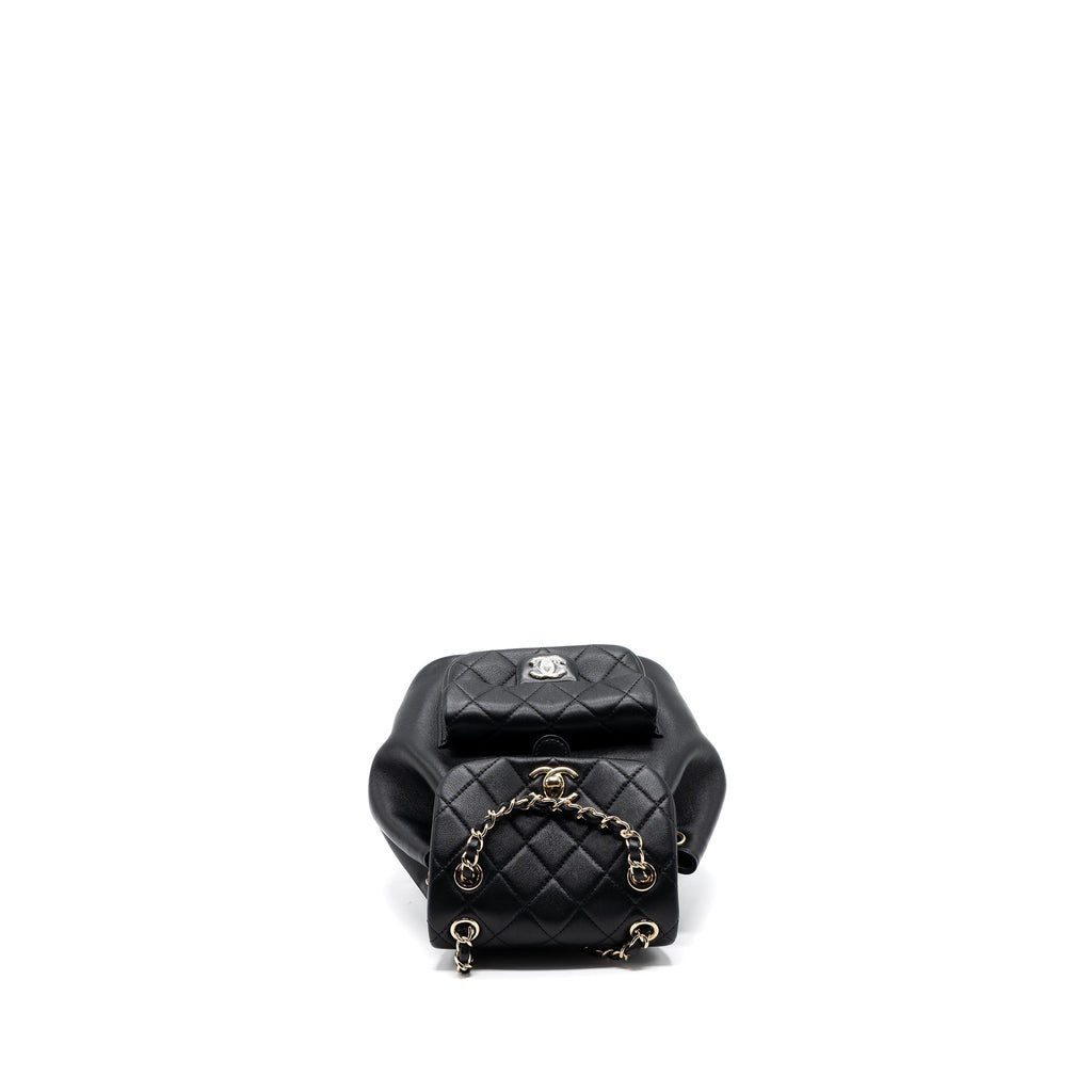 CHANEL MINI DUMA BACKPACK LAMBSKIN BLACK LGHW (MICROCHIP)