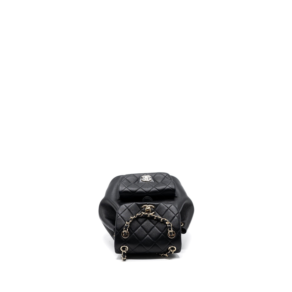 CHANEL MINI DUMA BACKPACK LAMBSKIN BLACK LGHW (MICROCHIP)