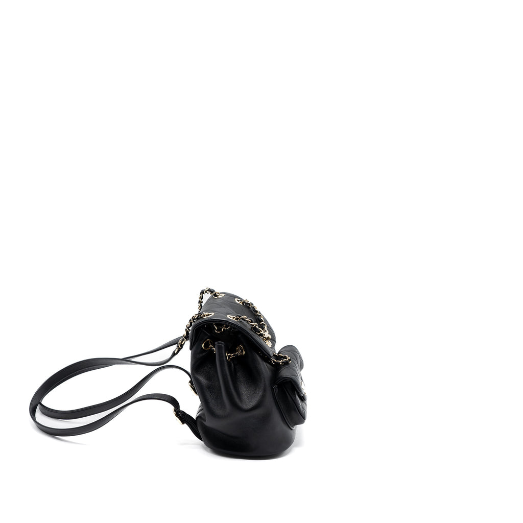 CHANEL MINI DUMA BACKPACK LAMBSKIN BLACK LGHW (MICROCHIP)